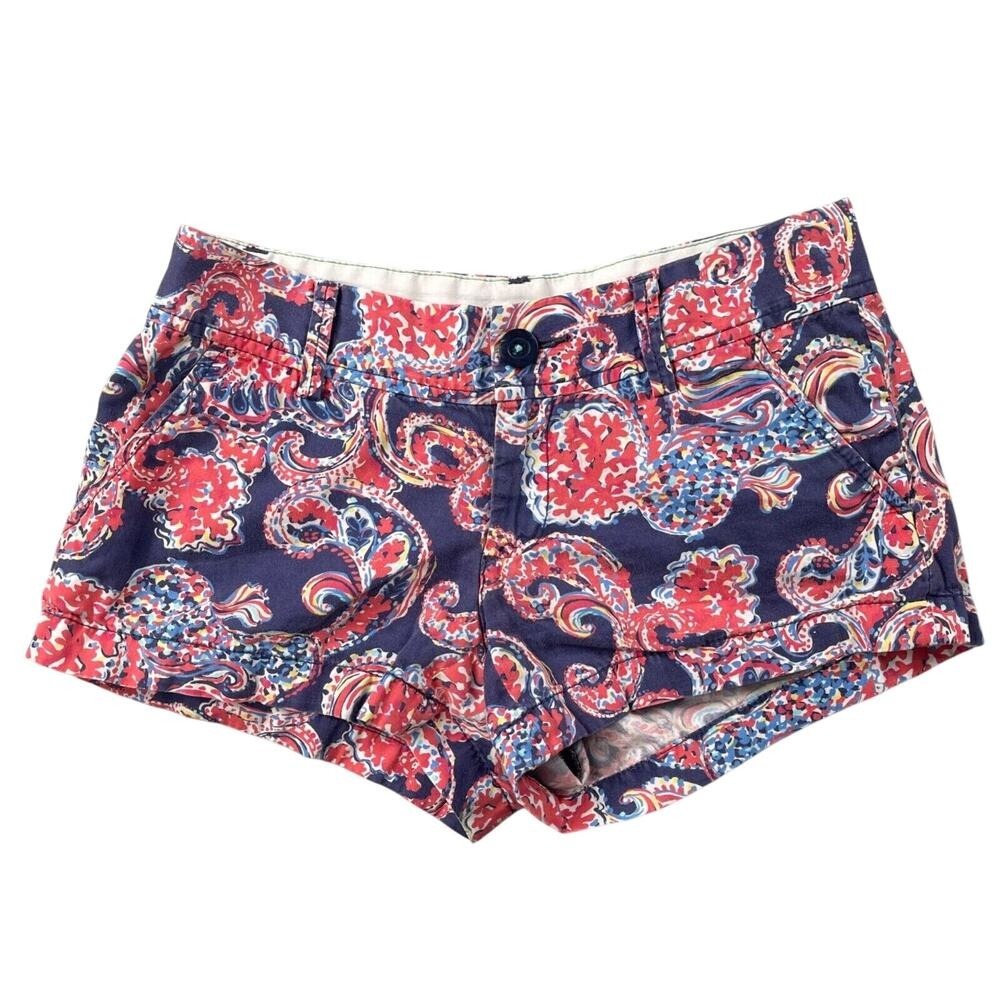 Lilly Pulitzer Short 0 Navy‎ Pink Coral Print Walsh Halibut Low Rise 3" Inseam